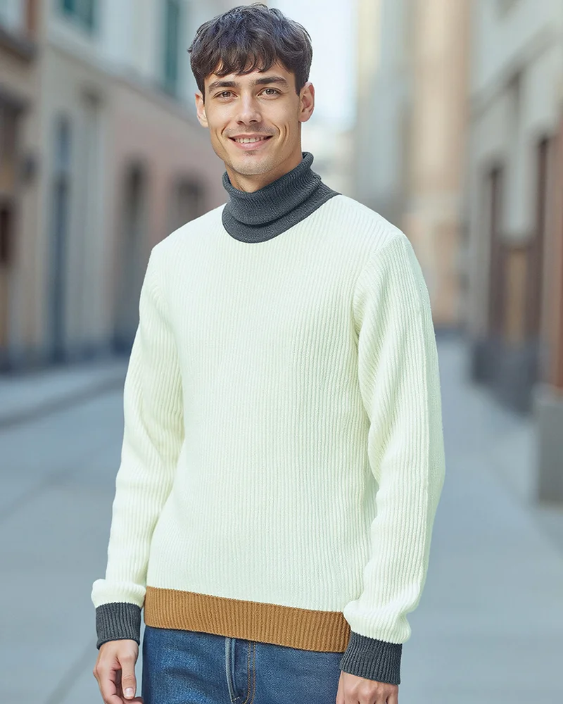 بيواكوف Men's Gardenia Flatknit Sweater